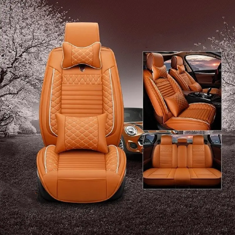 

Autocovers Car Seat Covers Full Set For Sedan SUV Durable Leather Adjuatable Five Seats Cushion Front and Rear Seat Covers