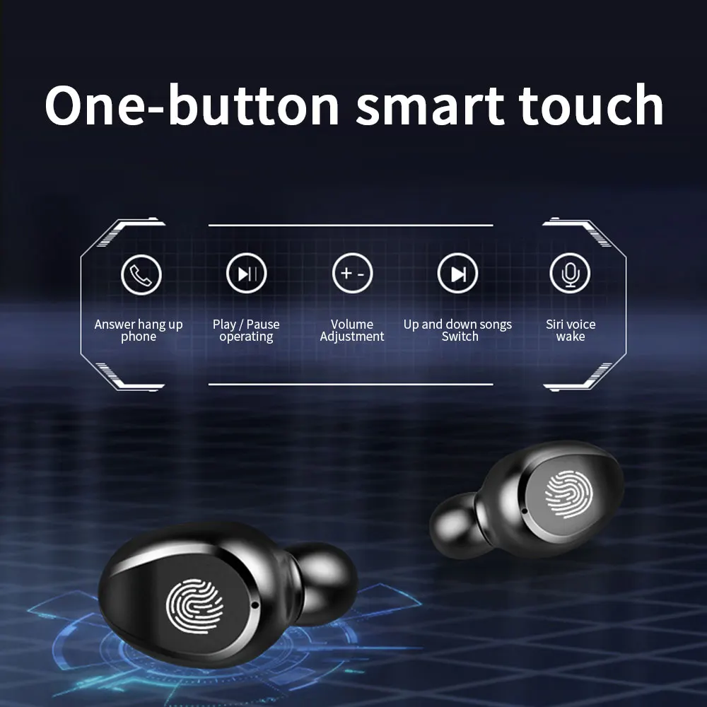 Floveme беспроводной Bluetooth V5.0 наушники светодиодный дисплей TWS 2200 мАч отпечатков