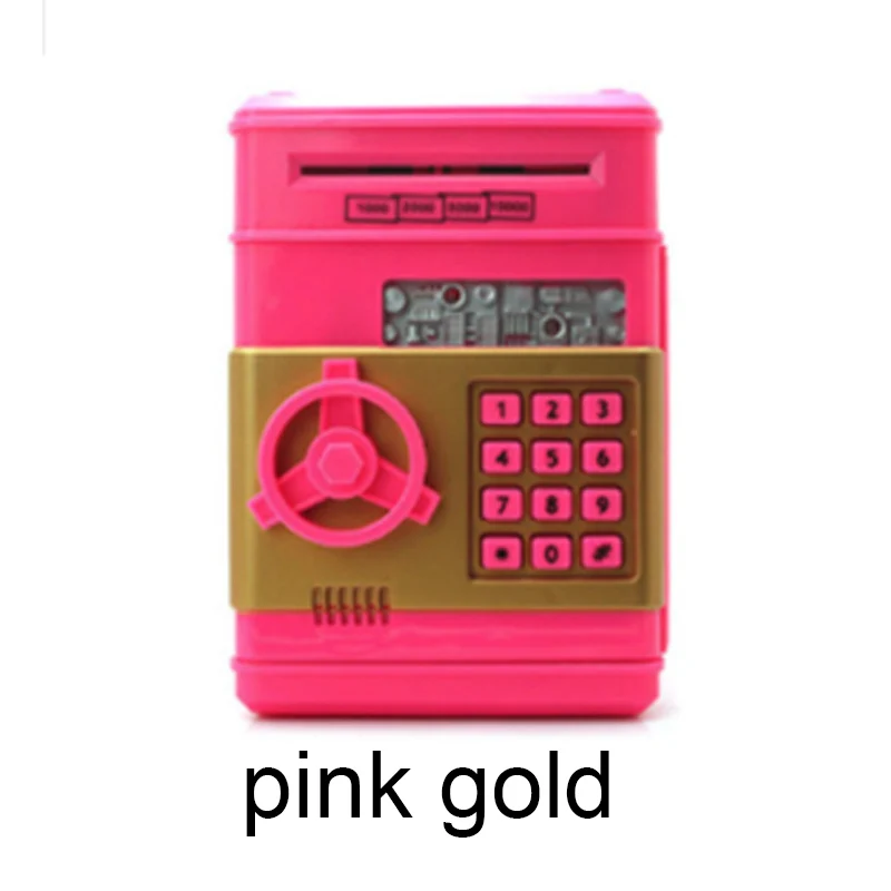 pink gold Электронная Копилка сейф копилка tirelire для детей цифровые наличные монеты сохранение Сейф депозит Банкомат машина подарок на день рождения Дети - Цвет: pink gold