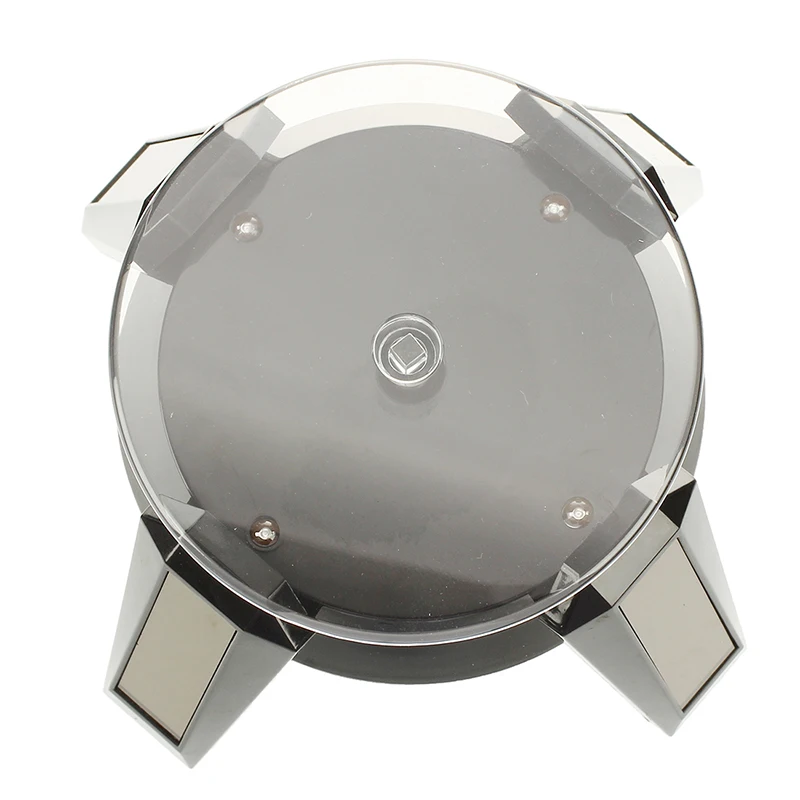Black Solar Powered Jewelry Phone Watch 360 angle Rotating Display Stand Turn Table with LED Light | Дом и сад