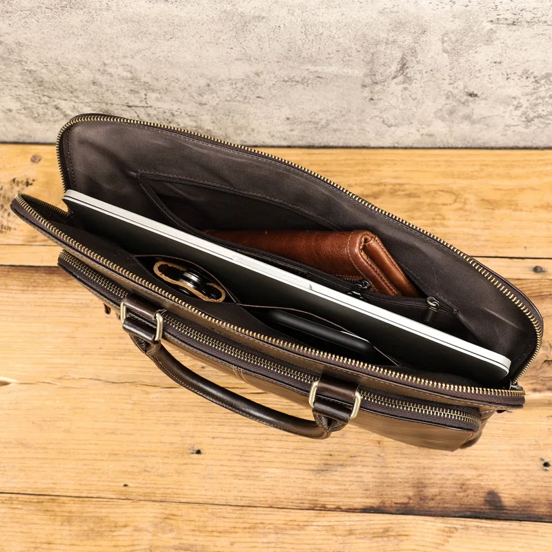 

Men Genuine Leather Package 16 inch Laptop Bag Leather Business Briefcase Package