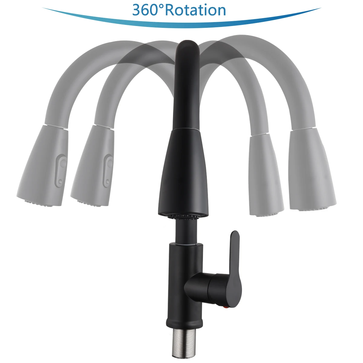 Смеситель для кухонной раковины с выдвижным краном, 2 функции (поток/распылитель), однорычажный, из нержавеющей стали 304, с горячей и холодной водой