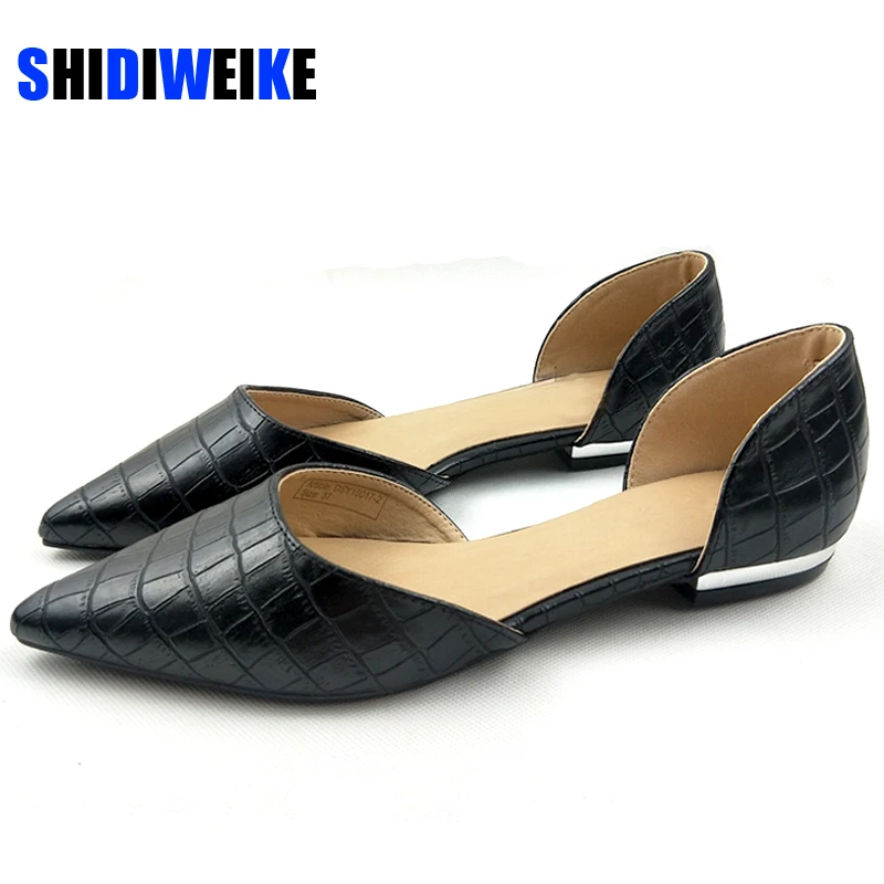 Летние женские Балетки без застежки с острым носком Женская обувь на плоской