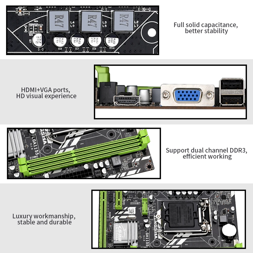 Jingsha H61 материнская плата LGA 1155 M ATX LGA1155 DDR3 Материнская Core i5 3330 CPU 32GB для ПК