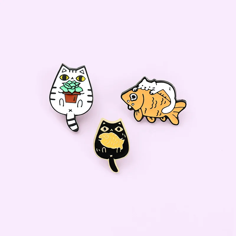

Enamel Pin Pines Badges Cat Goldfish Brooch For Hat Pins For Backpacks Badge Metal Brooches Gifts For Women Jewelry Accessories