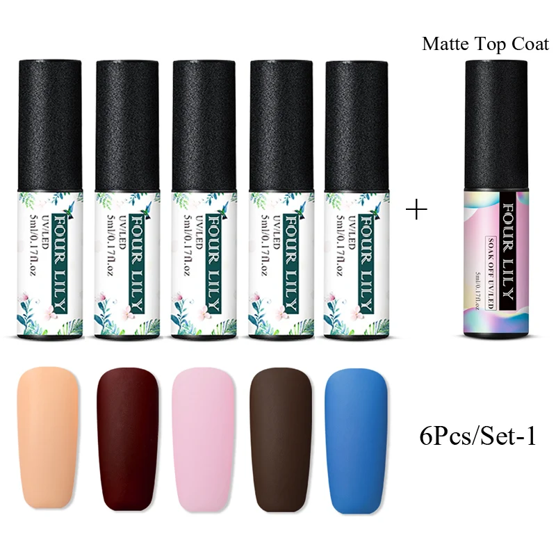 6 шт. матовый Гель-лак для ногтей 4 лилии | Красота и здоровье