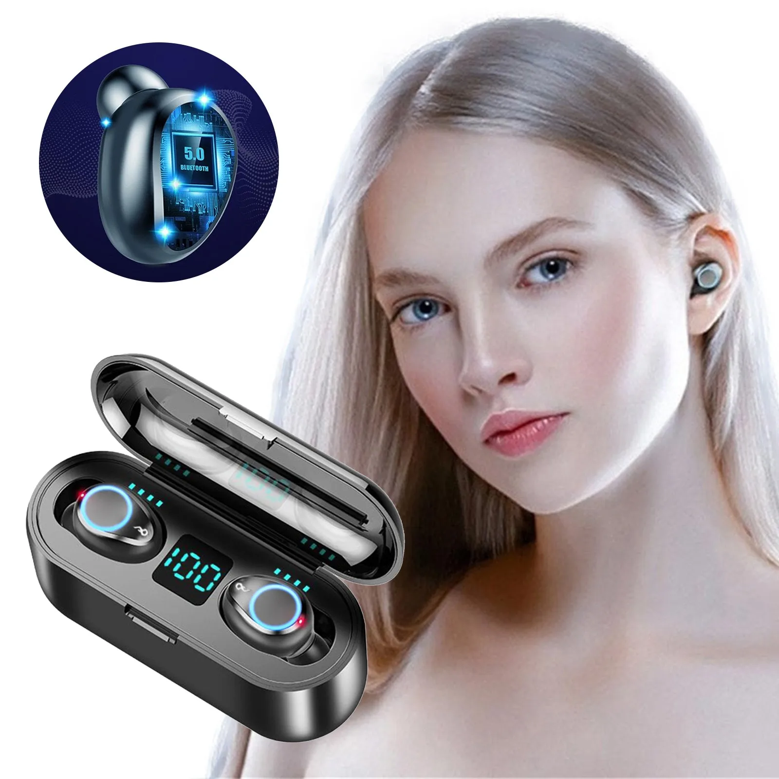 Bluetooth 5 0 гарнитура стерео бас наушники светодиодный цифровой дисплей