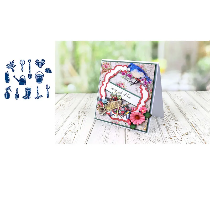 

Life Scissors Tool Watering Bottle Bucket Shoes Hand Flower Pumpkin Cut Die Scrapbook Decoration Pressure Template DIY Manual