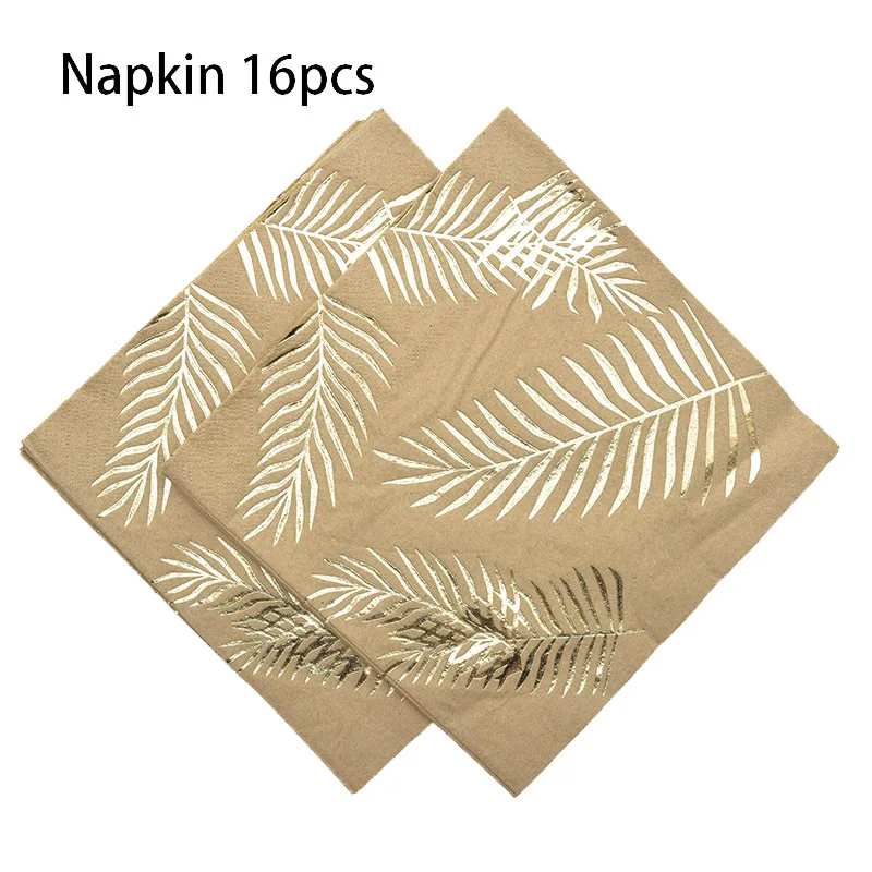 Гавайская искусственная Золотая фольга тарелки с тропическими пальмовыми