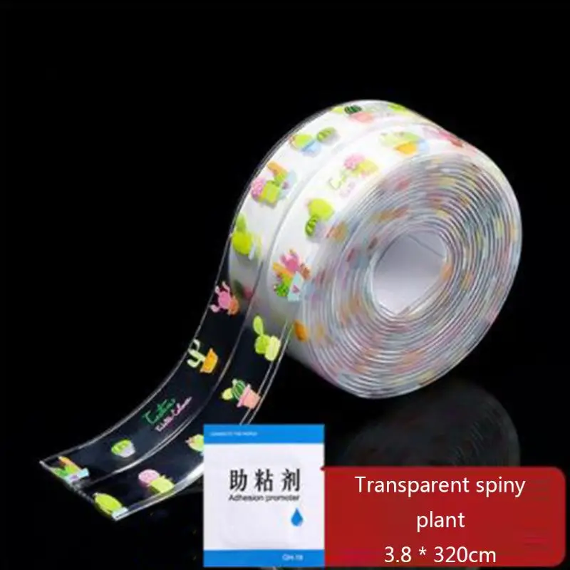 

3.8x320cm Kitchen Cartoon Antifouling Tape Waterproof Mold Proof Wall Sealing 69HF