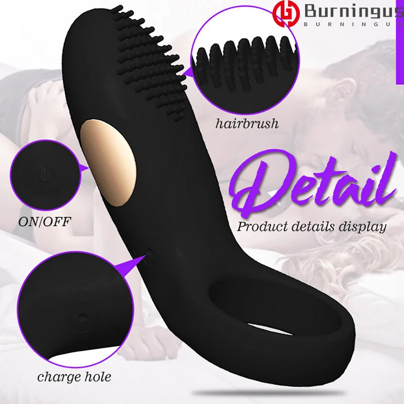 

Male Vibrating Penis Ring Cock Vibrator Clitoris Stimulator Lock Fine Sex Toy For Men Chastity Delay Premature Ejaculation Adult