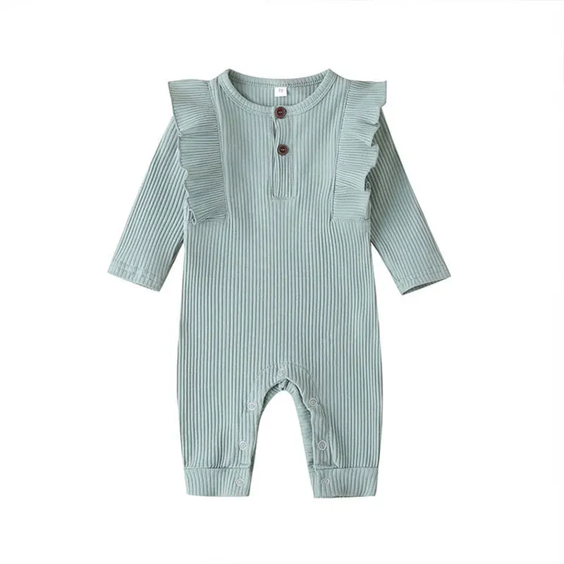 Однотонный Комбинезон для маленьких девочек Весенне-осенняя одежда малышей