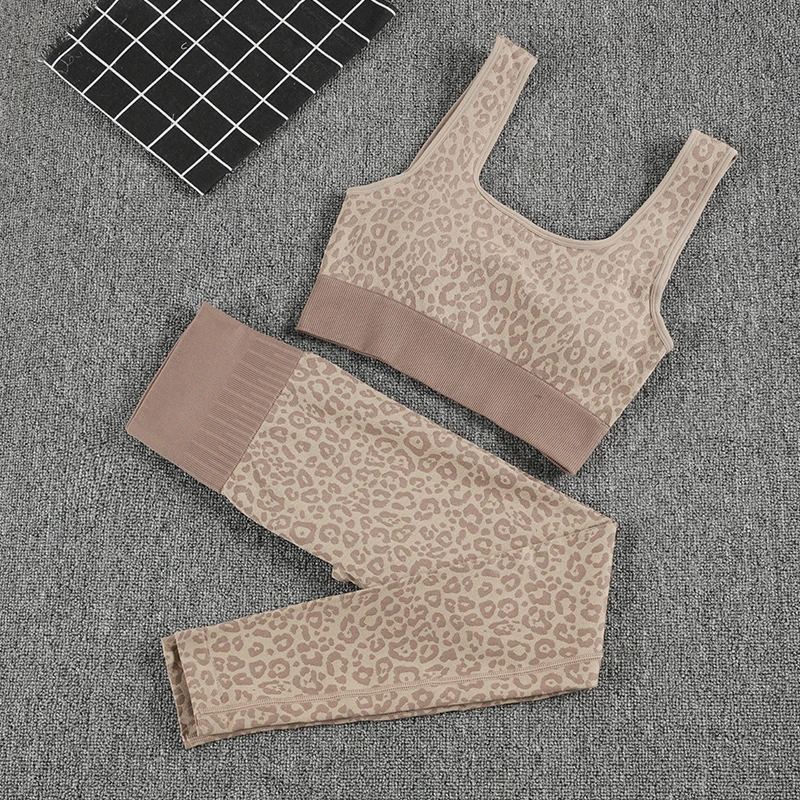 

CHRLEISURE 2 Piece Sets Womens Outfits Summer Outfits Leopard Print Beauty Back Bra Kilou Autumn Two Piece Set