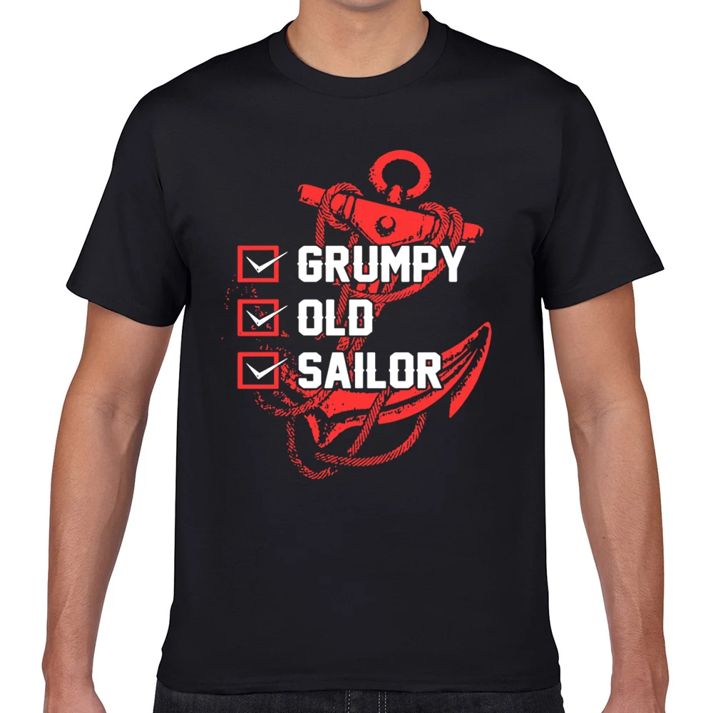 

Tops T Shirt Men grumpy old sailor O-Neck Vintage Geek Cotton Male Tshirt fa005