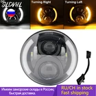 7-дюймовая фара для мотоцикла, 7-дюймовая круглая фара DRL с указателем поворота, светодиодный налобный фонарь Halo 40 Вт 60 Вт для Harley Honda Yamaha