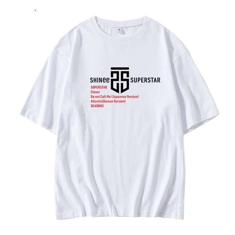 

Новинка от SHINee, альбом superstar, воспроизведение музыки, одинаковая печать, футболка с круглым вырезом, спущенными плечами, рукавами, kpop, свобод...