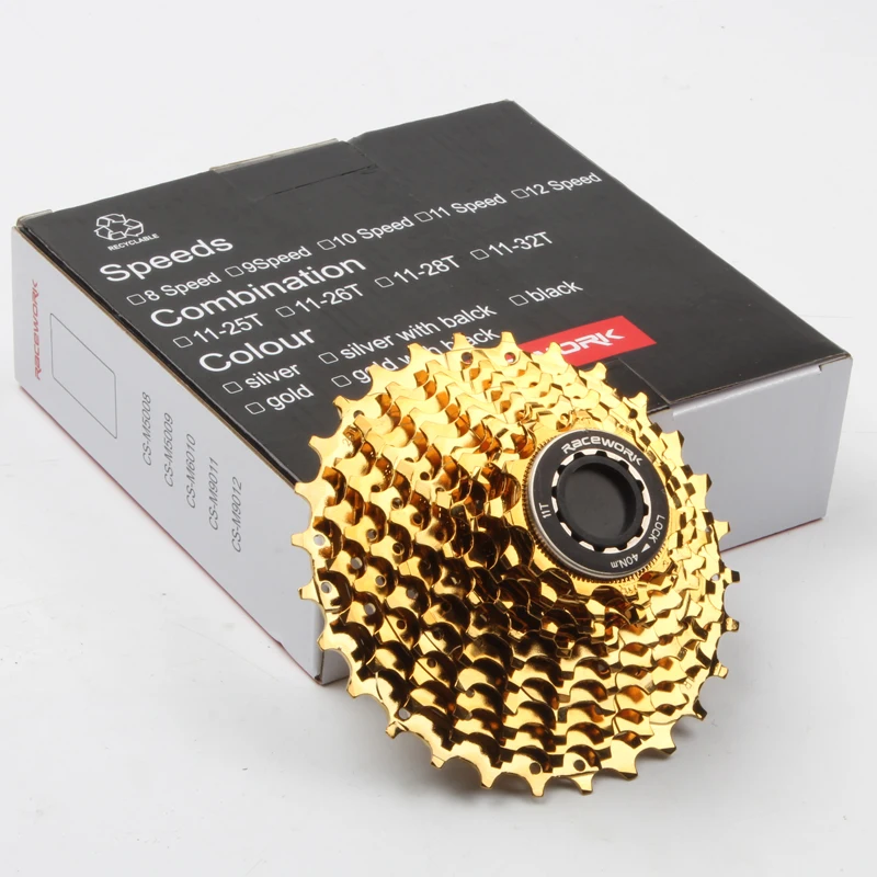 RACEWORK 11 скоростных дорожный мотоцикл кассета Цвет серебристый золотистый Bicycle Gold