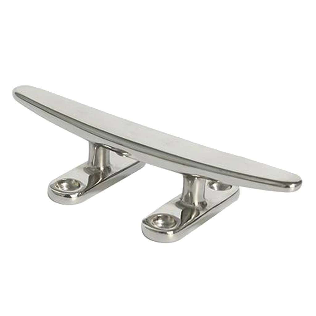 

8 inch 200mm Boat Stainless Steel Cord Cleat Open Base Low Flat Polished