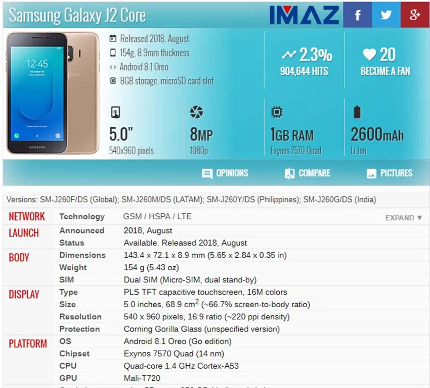 IMAZ оригинальный 5 &quotдля Samsung Galaxy J2 Core J260 J260M J260F дисплей сенсорный экран дигитайзер