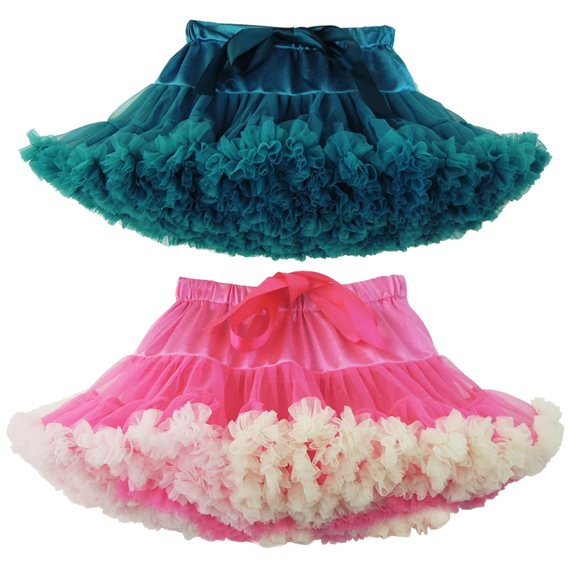 teal and hot pink2 2 предмета, модная юбка-пачка для малышей Юбка-американка для маленькой принцессы Пышная юбка для балета Детский костюм для вечеринок и выступлений, подарки для детей от 0 до 2 лет - Цвет: teal and hot pink2