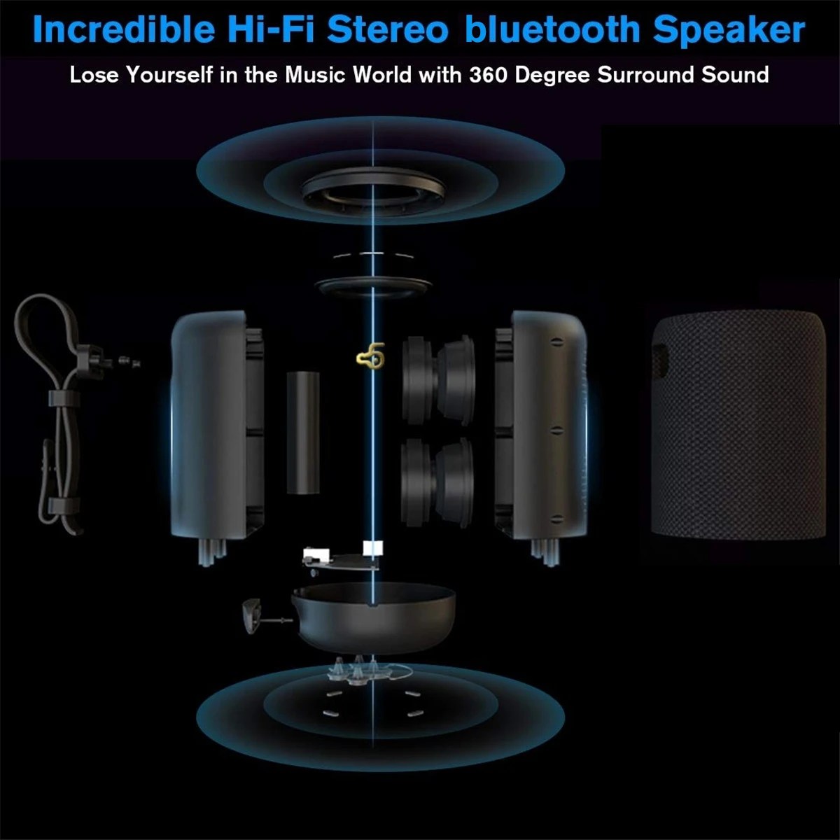 Hi Fi bluetooth 5 0 Портативный IPX5 Водонепроницаемый колонки 20 Вт мощный звуковая