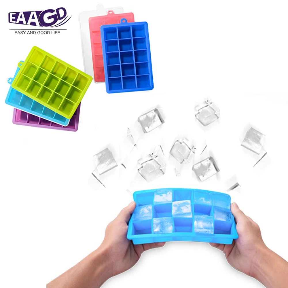 Ледяной куб лотки 15 силиконовых кубиков льда формы со съемной крышкой Набор для