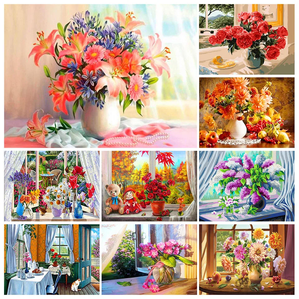 

5D DIY Diamond Painting Flower Bouquet Full Square Diamond Embroidery Kit Rhinestone Mosaic Art Picture Mural Home Decoration