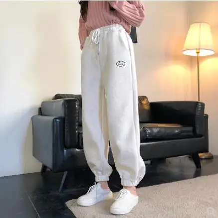 Спортивные женские спортивные штаны с высокой талией, эластичные спортивные штаны для спортивного зала, повседневные женские длинные штаны с завязками для бега TJ85 - Цвет: White pants