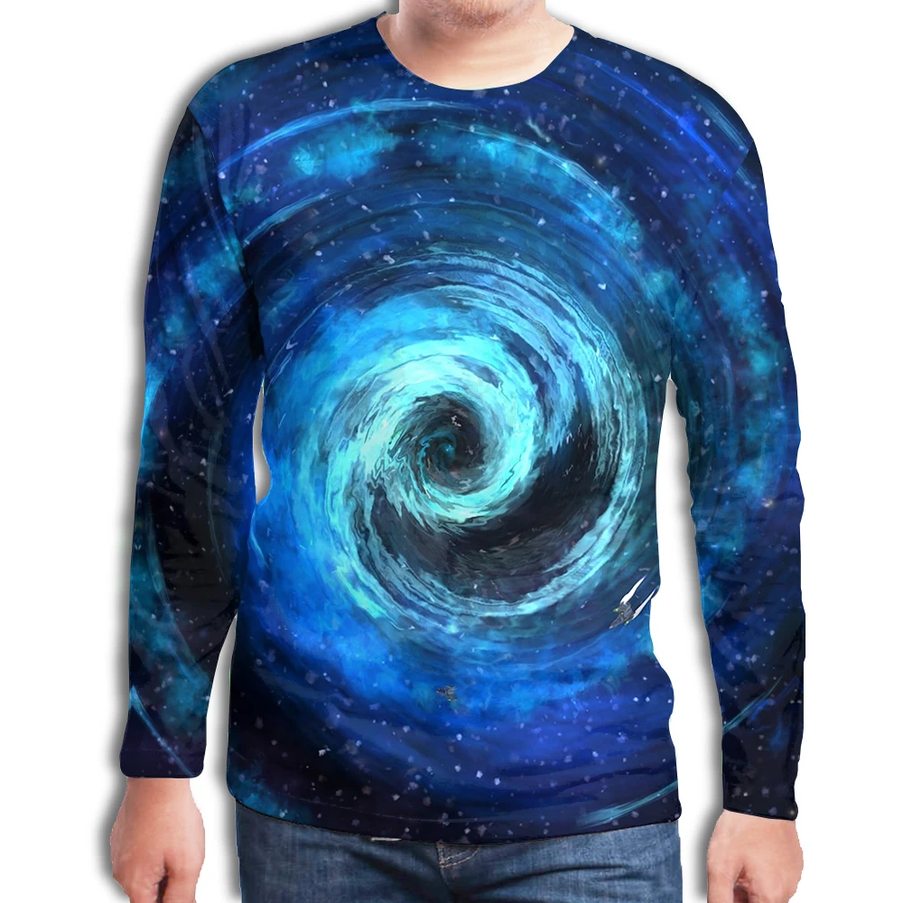 

New 3D printing landscape men's long-sleeved T-shirt, beautiful landscape O-neck oversized T-shirt, (S-6XL)