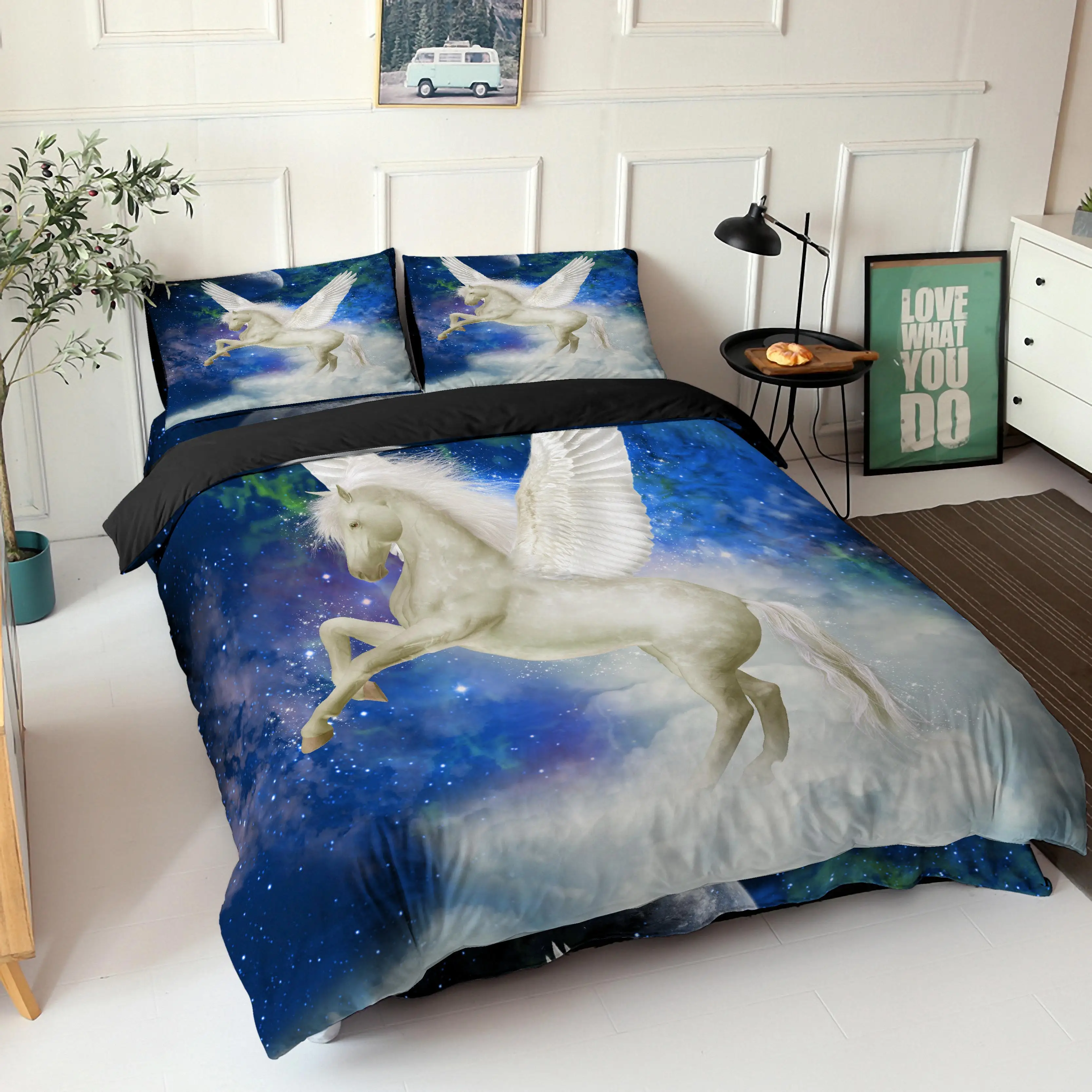 

2021 3D Horse Bedding Set Bedroom Decor Soft Duvet Cover King Queen Twin Full Size Comforter Bed Set Pillowcases Bedclothes