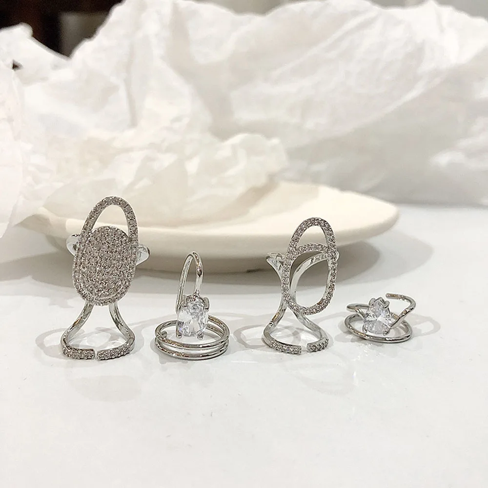 

1PC New Fashion Hollow Nail Ring Charm Crystal Finger Nail Rings For Women Lady Rhinestone Fingernail Protective