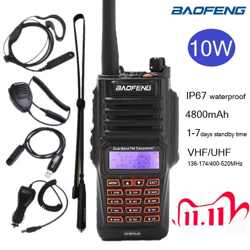 10w baofeng uv 9r plus waterproof walkie talkie hf transceiver radio amateur vhf uhf cb ham radio station 10km uv 9r talki walki free global shipping