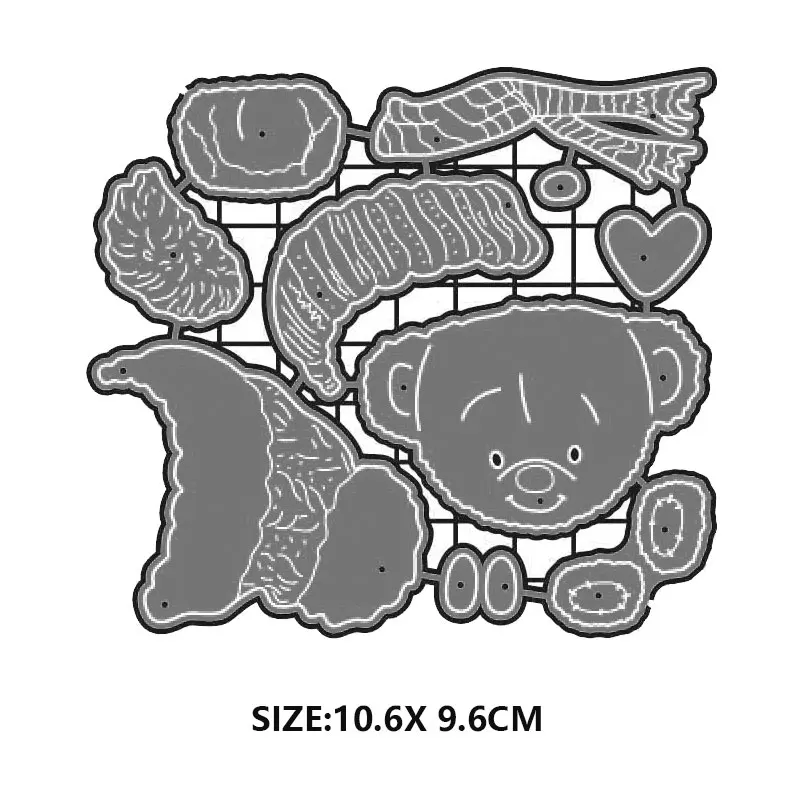 Металлические Вырубные штампы с милым медведем Зимний Медведь шарфом форма для