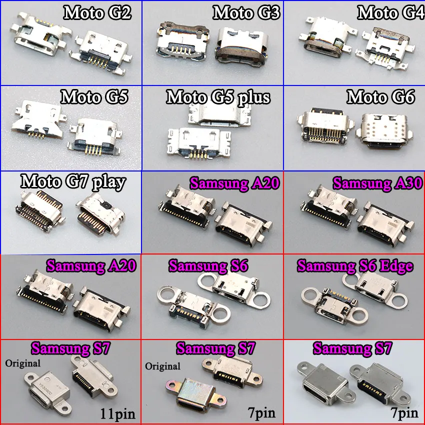 ChengHaoRan Micro USB разъем для зарядки moto G2 G3 G4 G5 PLUS G6 G7 PLAY Samsung A20 A30 A50 S6 Edge S7 11P|Соединители|