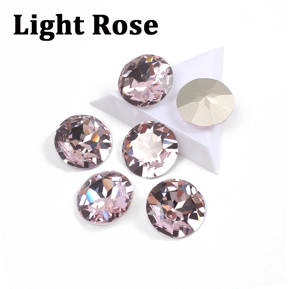 Light Rose Красочные цвета 27 мм Блестящий Кристалл пришить стразы с когтями камни круглые стеклянные стразы Diy сумки одежда - Цвет: Light Rose