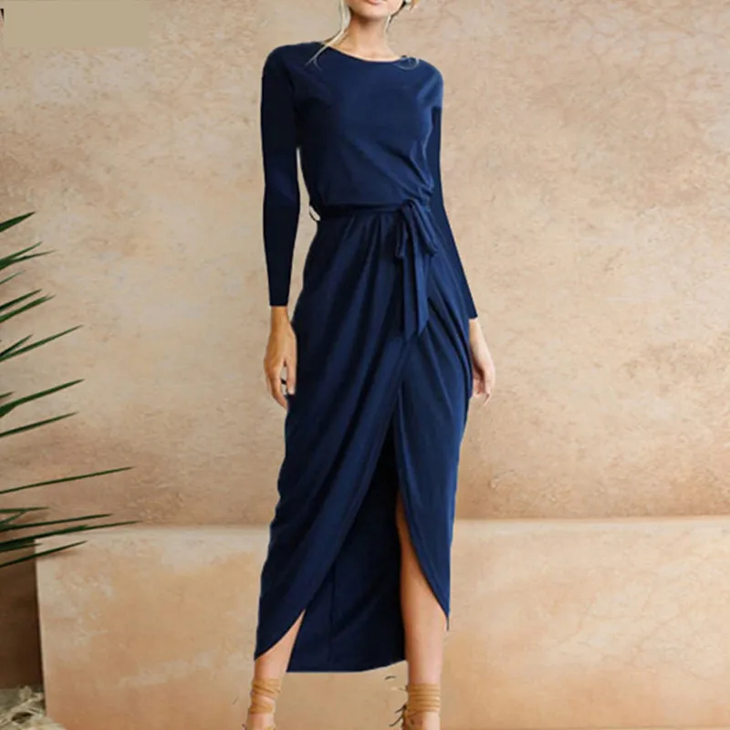 Платье в пол CLD719 женское однотонное с коротким рукавом | Женская одежда