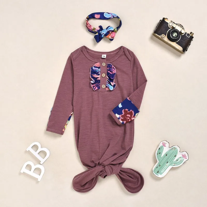 Infant Soft Sleep Bag Wrap Baby Clothes Sleeping Bag+Headband Boy Girl Swaddle Solid 2Pcs | Детская одежда и обувь