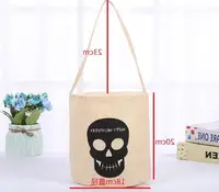 Halloween Bucket Monogrammed Canvas Bag Personalized Trick or Treat Bag Pumpkin Pail Basket Gift Pouch 6 Designs Wholesale
