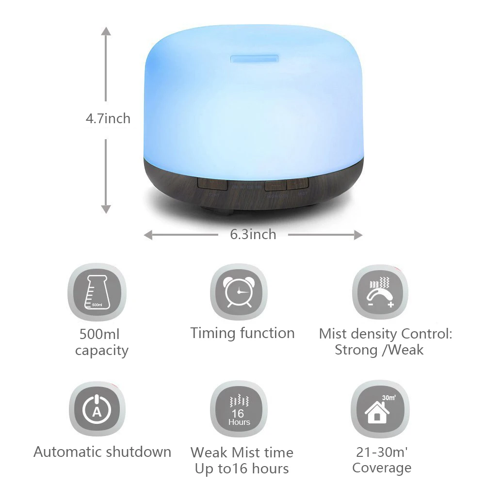 Увлажнитель-ароматерапия Xiomi со светодиодный светильник кой 500 мл | Бытовая