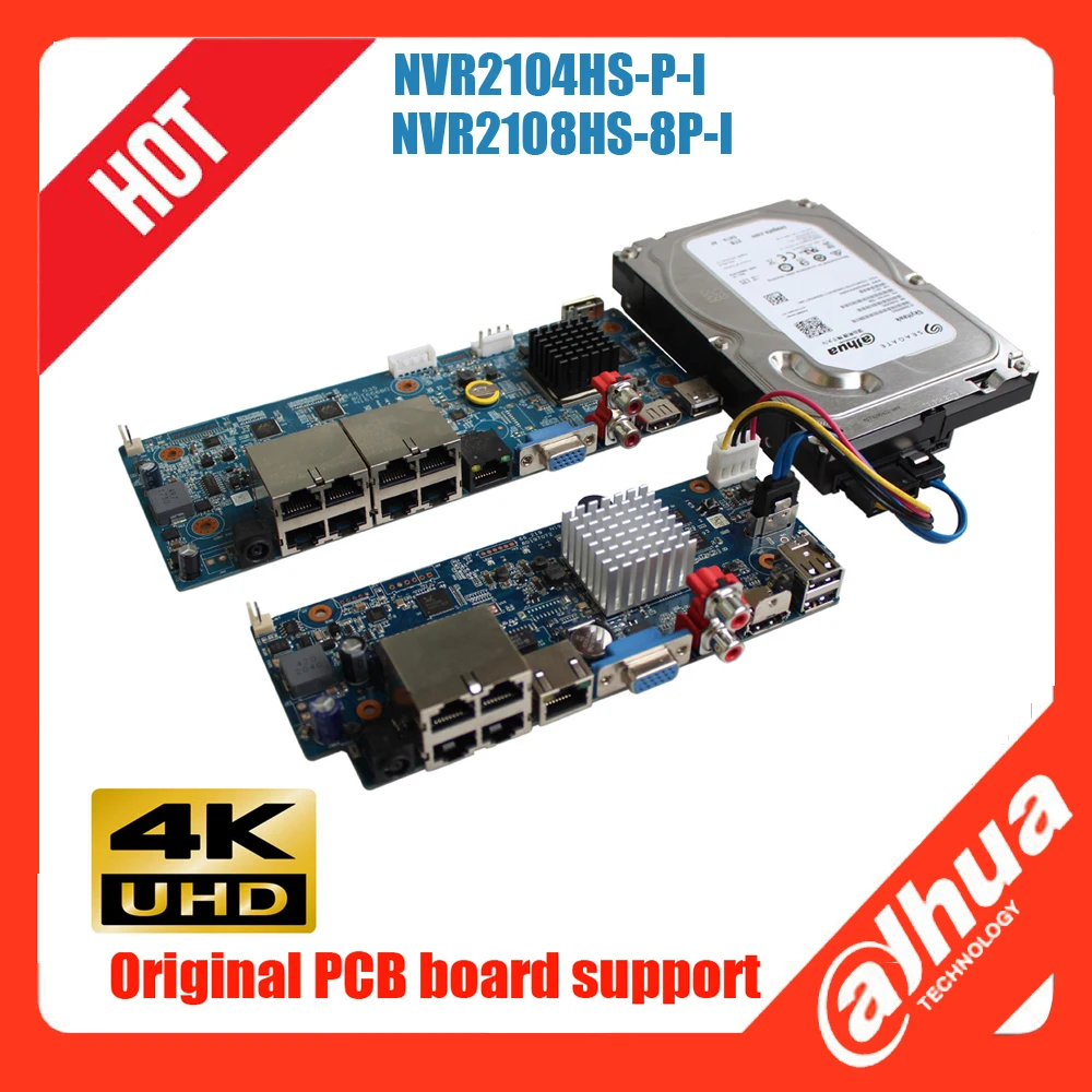 

Dahua mutil language PCB board for DHI-NVR2104HS-P-I DHI-NVR2108HS-8P-I 8PoE AI face 4K H.265 NVR Network video recorder