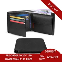 hot selling wallets mens slim rfid blocking genuine leather with coin pocket high quality short multifunctional wallet