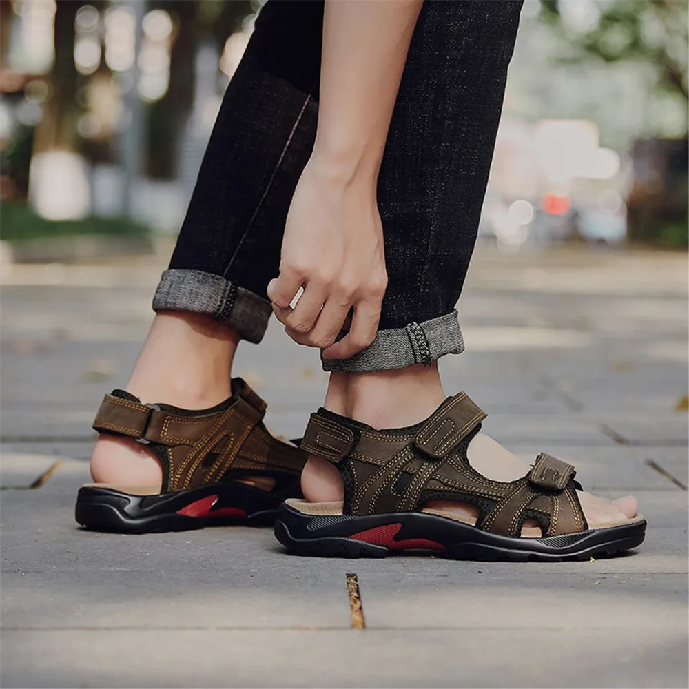 Мужские сандалии из натуральной кожи высшего качества летние мужские уличные