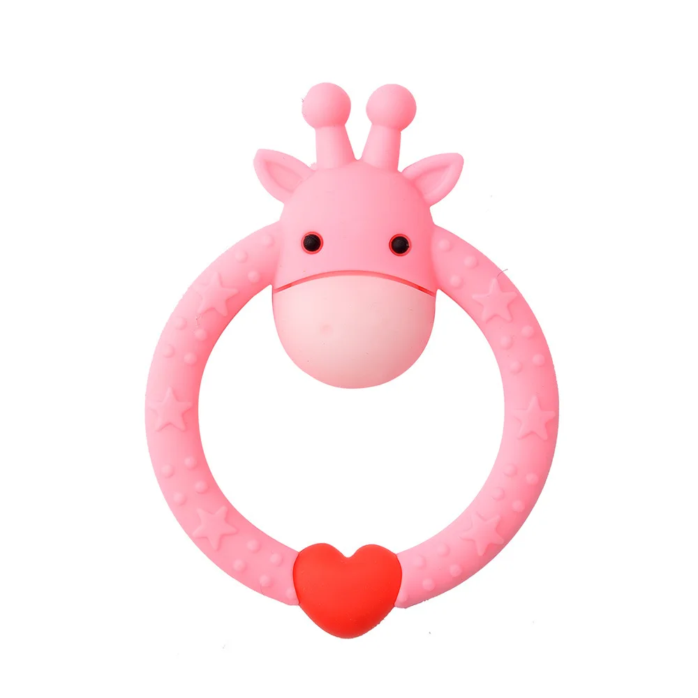 DeerPink Детские Силиконовые Прорезыватели для зубов с героями мультфильмов, животные, олень, динозавр, прорезыватели, подвеска ожерелье аксессуар, BPA бесплатно, жевательные игрушки для детей - Цвет: DeerPink