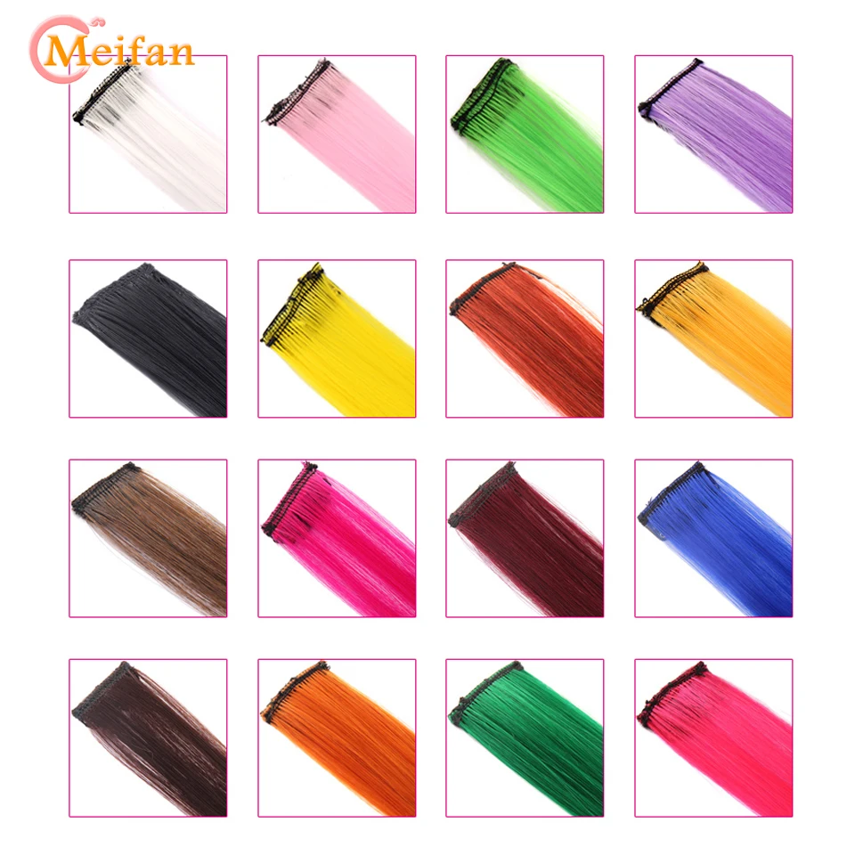 Длинные Прямые Цветные прядки для волос MEIFAN разноцветные наращивания на клипсе