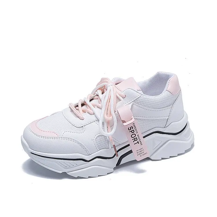 

woman vulcanize mesh thick-soled white shoes female ins fashion college style breathable old shoes ladies platform sneakers