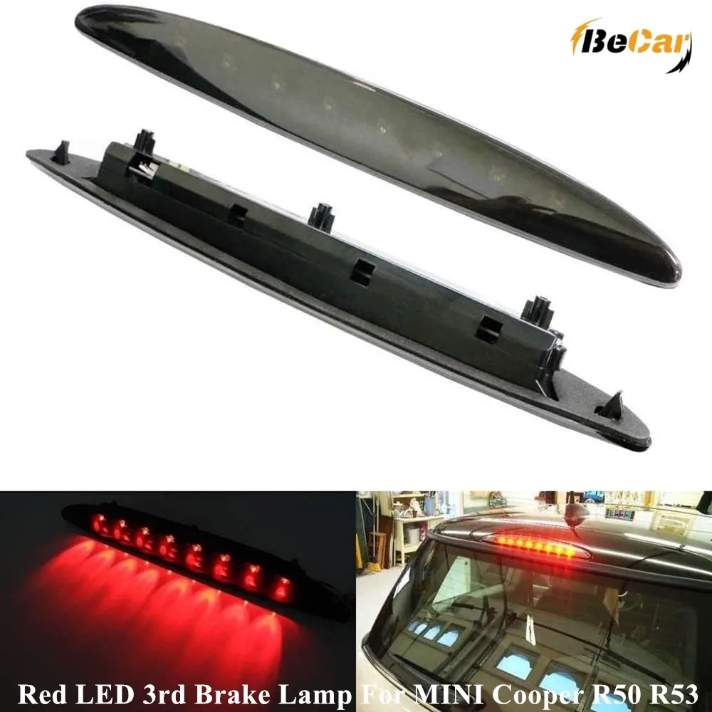 

BeCar Smoked Lens Red LED 3rd Brake Lamp For 02-06 MINI Cooper R50 R53 1st Gen OEM Part # 63256935789 Fit High Mount Brake Light