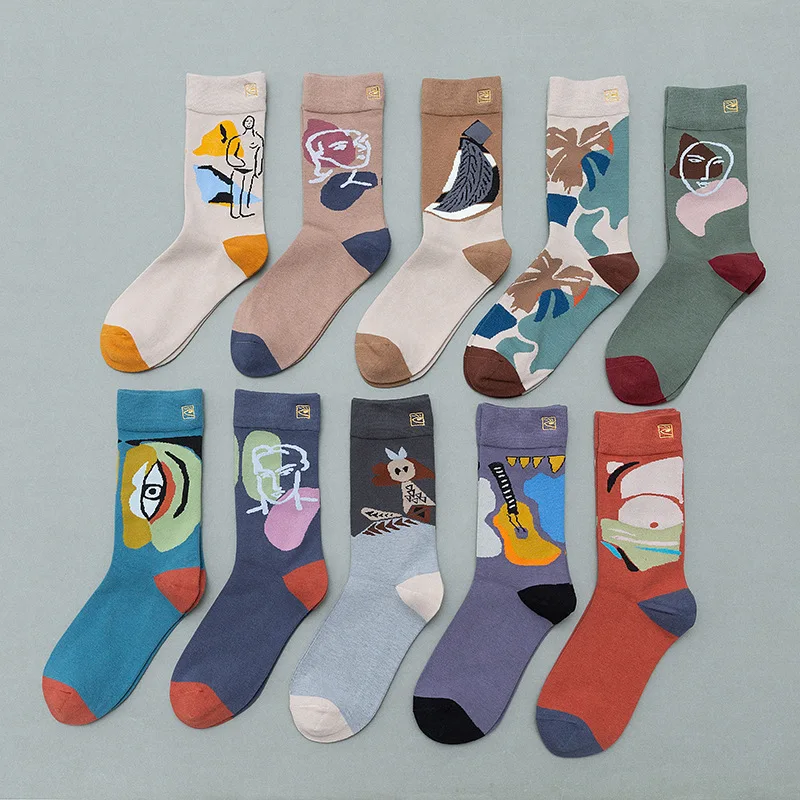 

Men/Women New Socks Autumn Winter Painted Original Personality Hip Hop Retro Middle Tube Socks Street Art Skateboarding Socks