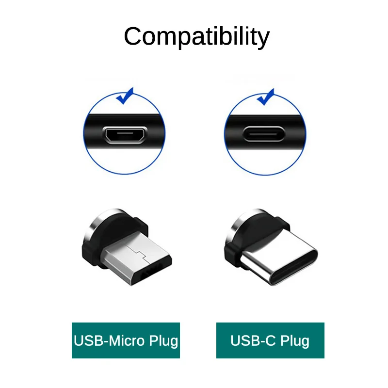 100pcs wholesale round magnetic plug micro usb type c charging cable adapter for samsung huawei xiaomi tablet phone charger plug free global shipping
