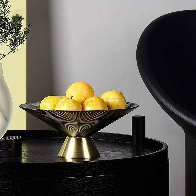 

Nordic Glass Fruit Plate Decoration Modern Minimalist Home Living Room Dining Table Luxury Round Candy Snack Dried Fruit Plate