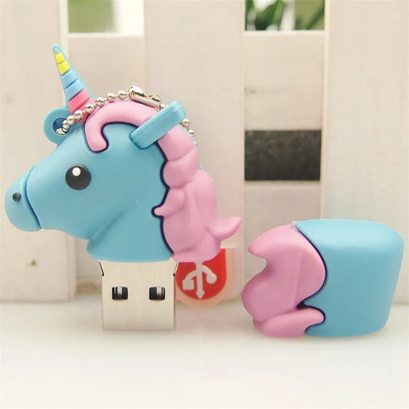 USB 2 0 мультяшный милый Единорог флешки 64 Гб флеш накопитель 128 Мб флешка 32 ГБ для